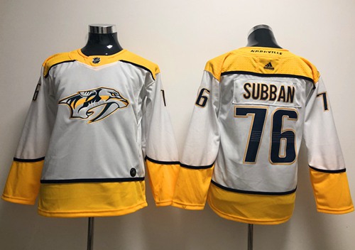 Adidas Nashville Predators #76 P.K Subban White Road Authentic Stitched Youth NHL Jersey